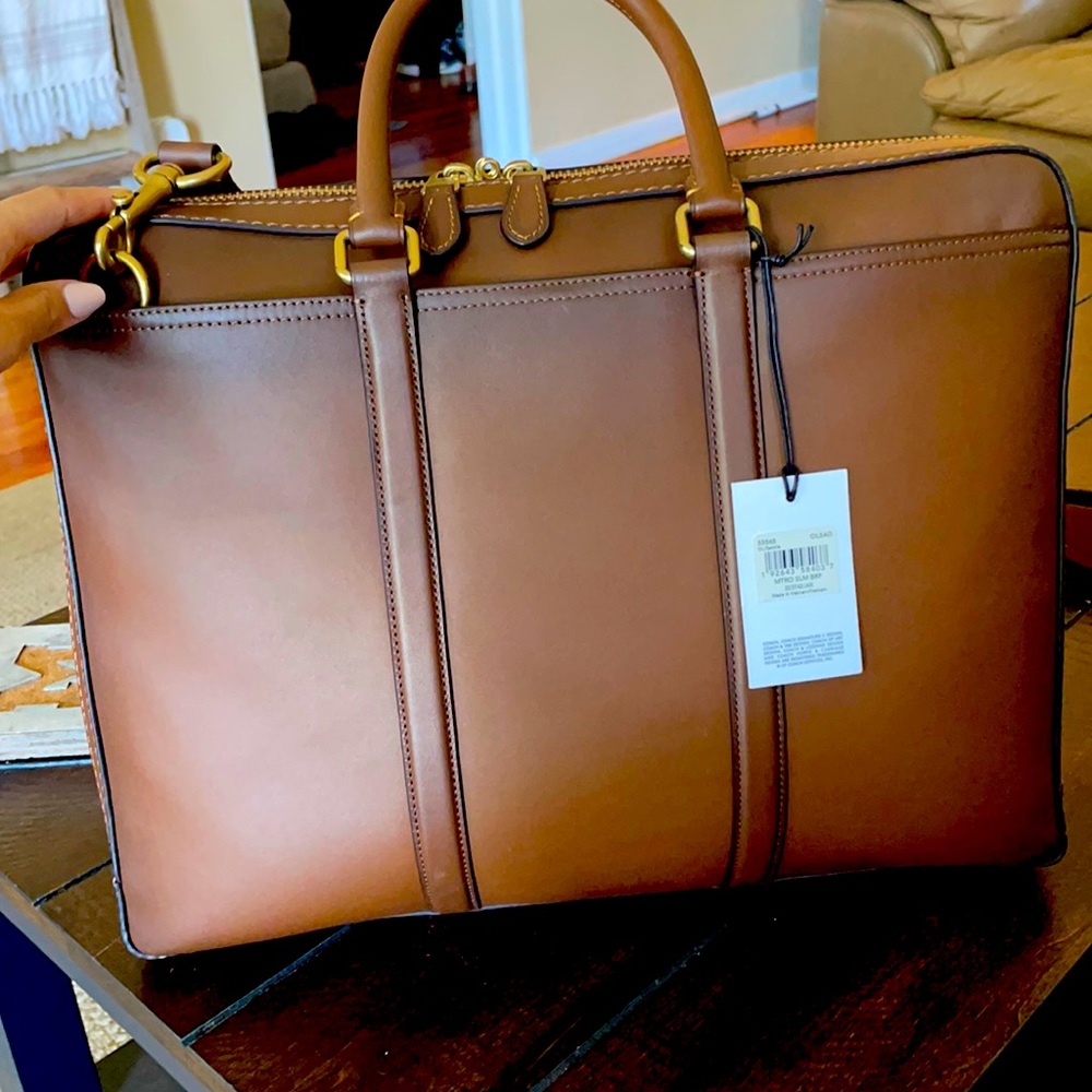 Coach Metropolitan Slim Brief Leather Bag